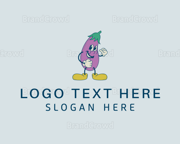 Veggie Eggplant Cartoon Logo