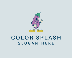 Veggie Eggplant Cartoon logo design