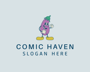 Comics - Veggie Eggplant Cartoon logo design