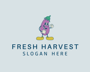 Veggie - Veggie Eggplant Cartoon logo design