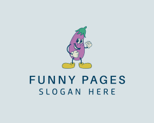 Veggie Eggplant Cartoon logo design