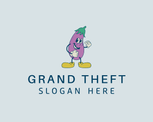 Gamer - Veggie Eggplant Cartoon logo design