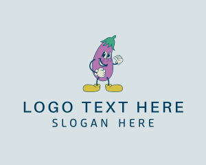 Drawing - Veggie Eggplant Cartoon logo design