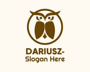 Brown - Minimalist Owl Badge logo design