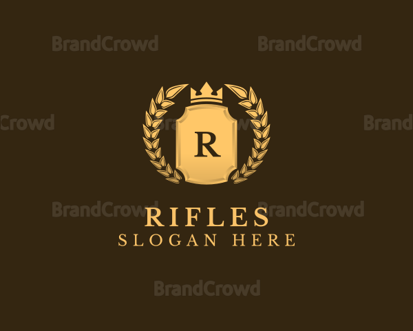 Crown Shield Wreath Crest Logo