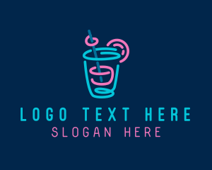 Liquor - Neon Bar Drink logo design