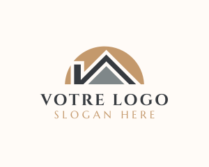 Simple Modern Home Roofing logo design
