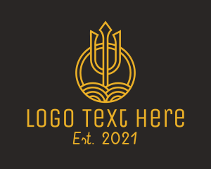 Poseidon - Modern Yellow Trident logo design
