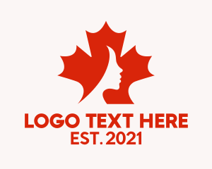 Canadian Yoga logo. Maple leaf with female yoga vector. Maple