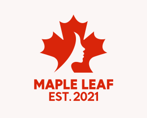 Red Maple Leaf Woman logo design