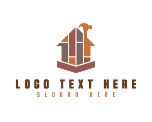 Architecture - House Bricks Hammer logo design