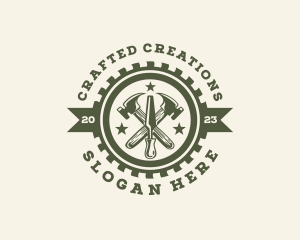 Woodworker - Hammer Chisel Woodworking logo design