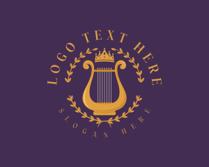 Musical Instrument - Musical Lyre Harp logo design
