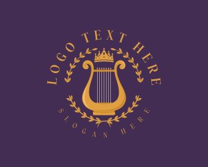 Cornet - Musical Lyre Harp logo design