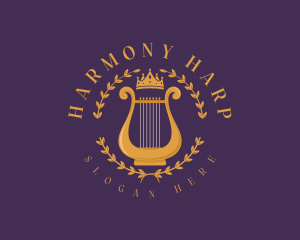Harp - Musical Lyre Harp logo design