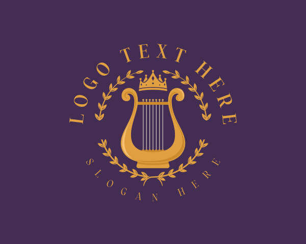 Classical - Musical Lyre Harp logo design