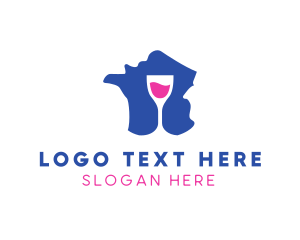 Alcoholic - France Wine Glass logo design