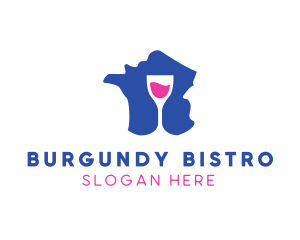 Burgundy - France Wine Glass logo design