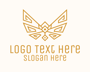 Moth - Gold Wings Outline logo design