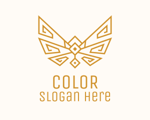 Skincare - Gold Wings Outline logo design