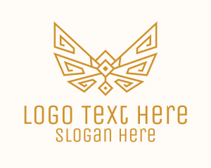 Bird - Gold Wings Outline logo design