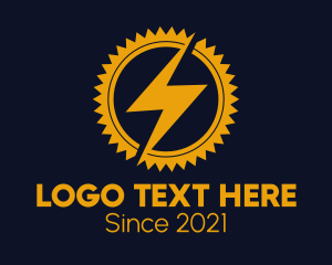 Electric - Lightning Cogwheel Badge logo design