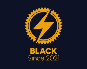 Machine - Lightning Cogwheel Badge logo design