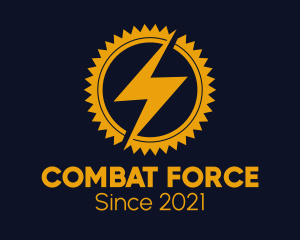 Energy - Lightning Cogwheel Badge logo design