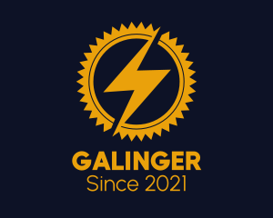 Machine - Lightning Cogwheel Badge logo design