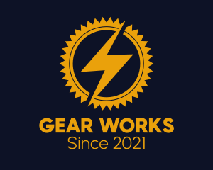 Lightning Cogwheel Badge logo design