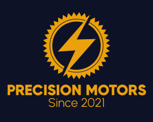 Mechanics - Lightning Cogwheel Badge logo design