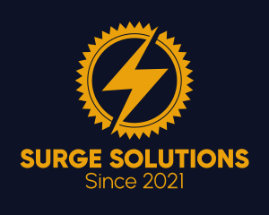Surge - Lightning Cogwheel Badge logo design