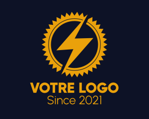 Thunder - Lightning Cogwheel Badge logo design