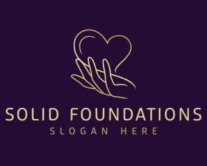 Gold Valentine Heart Hand logo design