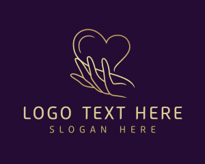 Golden - Gold Valentine Heart Hand logo design