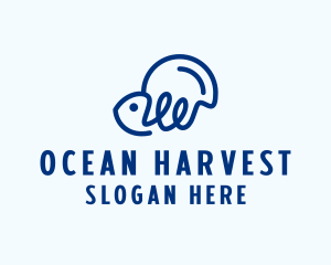 Aquaculture - Fishing Line Fish logo design