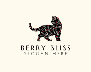 Berry Tea Plant Cat logo design