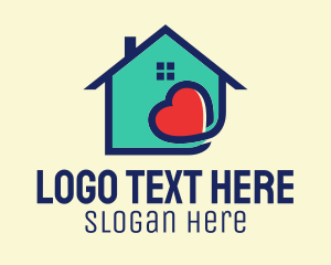 Work At Home - Cute Heart Housing logo design