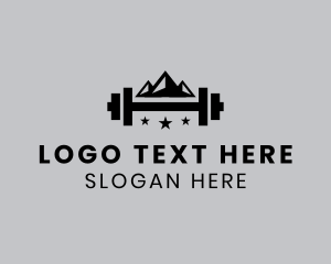 Workout - Dumbbell Mountain Star logo design