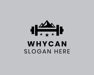 Workout - Dumbbell Mountain Star logo design