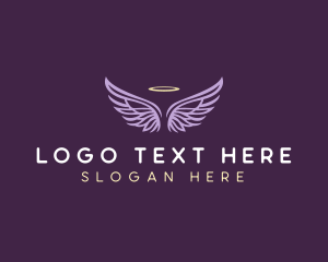 Angel - Heaven Wings Halo logo design