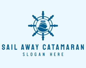 Steering Wheel Maritime Sail logo design