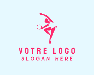 Aerobic - Woman Aerial Gymnast logo design