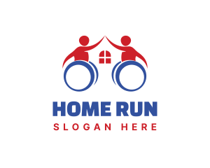 Wheelchair Home Person logo design