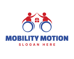 Wheelchair Home Person logo design