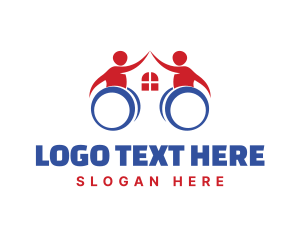Wellbeing - Wheelchair Home Person logo design