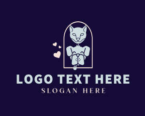 Cat - Heart Pet Animal logo design