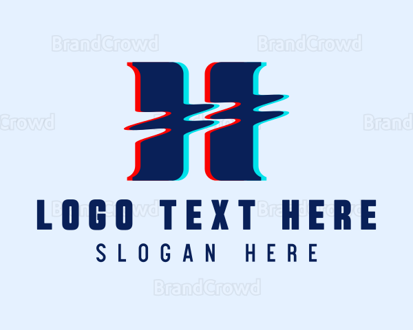 Digital Glitch Letter H Logo