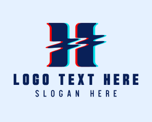3d - Digital Glitch Letter H logo design