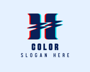 Digital Glitch Letter H Logo